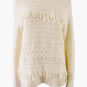 EUC🤍French Vanilla Fringe Detail Kensie Sweater